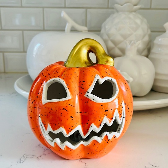 Rite Aid Other - Rite Aid Orange Ceramic Light Up Jack O Lantern Pumpkin 🎃